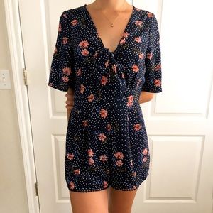Polka dot/floral romper